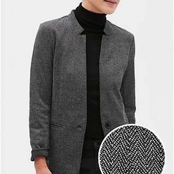 Banana Republic Classic Knit Herringbone Inverted Collar Blazer - Picture 3 of 10